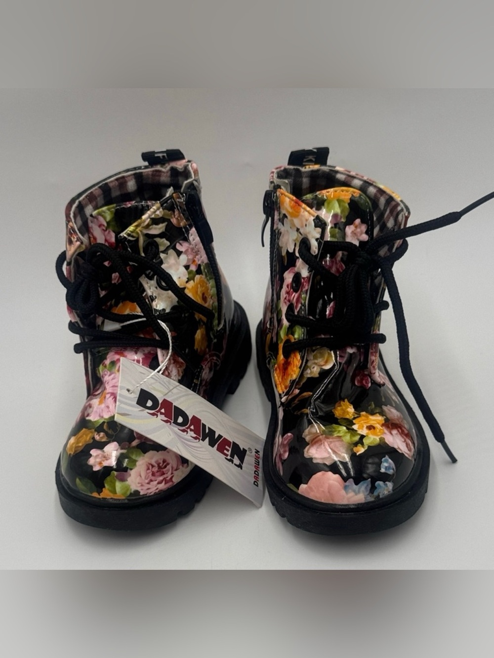 DADAWEN Floral Lace-Up Boots